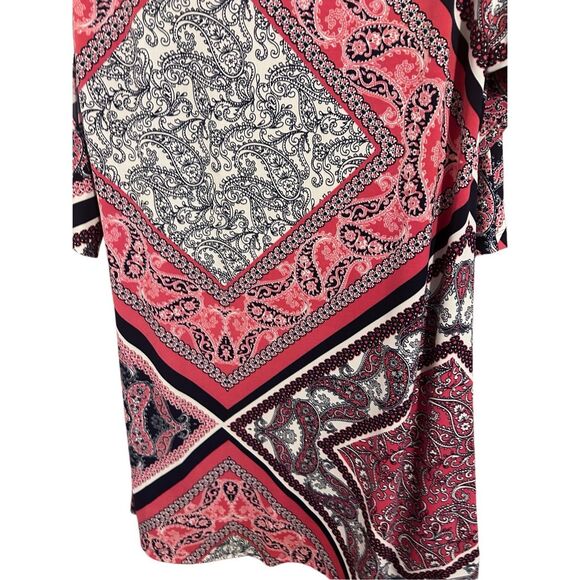 Ronni Nicole Women’s Size 10 Open Shoulder 3/4 Slv Lined Navy Printed Dress - Picture 8 of 16